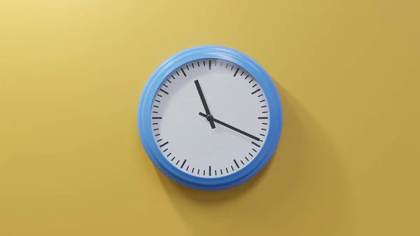 Glossy Blue Clock Orange Wall Nineteen Eleven Time — Stock Photo, Image