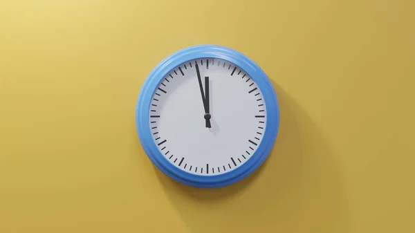 Glossy Blue Clock Orange Wall Fifty Eight Eleven Time — Stock Photo, Image