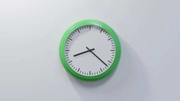 Glossy Green Clock White Wall Twenty Two Eight Time — Stock Photo, Image