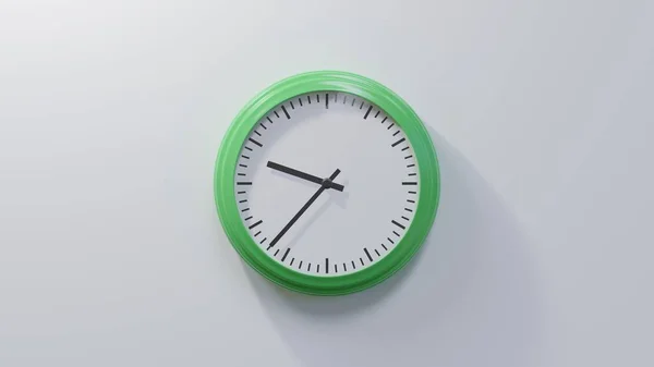 Glossy Green Clock White Wall Thirty Seven Nine Time — Stock Photo, Image