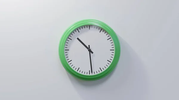 Glossy Green Clock White Wall Twenty Nine Ten Time — Stock Photo, Image