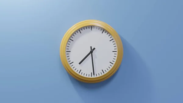 Glossy Orange Clock Blue Wall Twenty Nine Seven Time — Stock Photo, Image