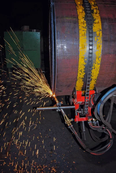 Découpe Métal Dans Usine Coupe Outil Tuyau — Photo