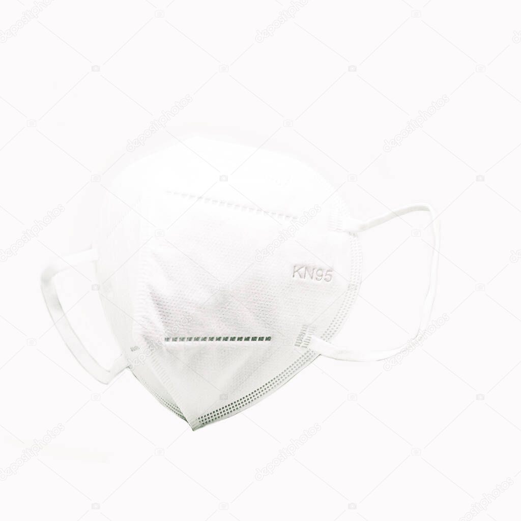 Medical mask KN 95, protection from coronavirus. On white background. Covid 19