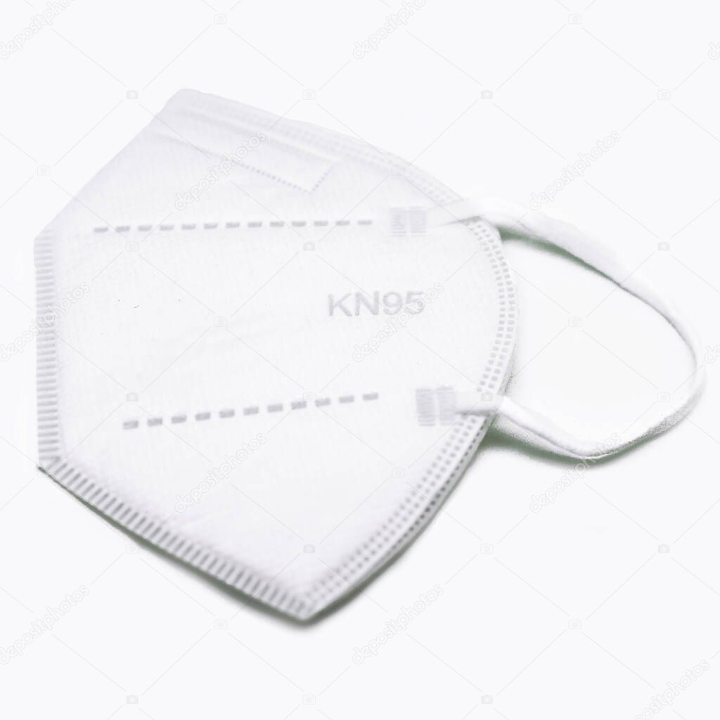 Medical mask KN 95, protection from coronavirus. On white background. Covid 19.