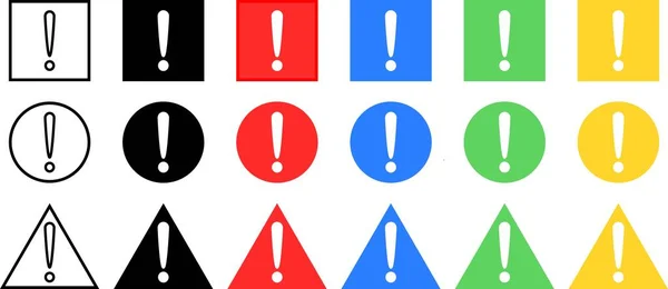 Simboli Avvertimento Varie Forme Colori — Vettoriale Stock