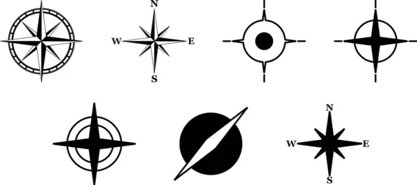 Kompass Icons Set Von Kompass Rosenvektoren — Stockvektor