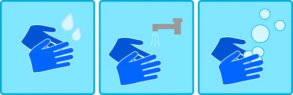 Hand Washing Signs Vector Illustration Set — Stock Vector