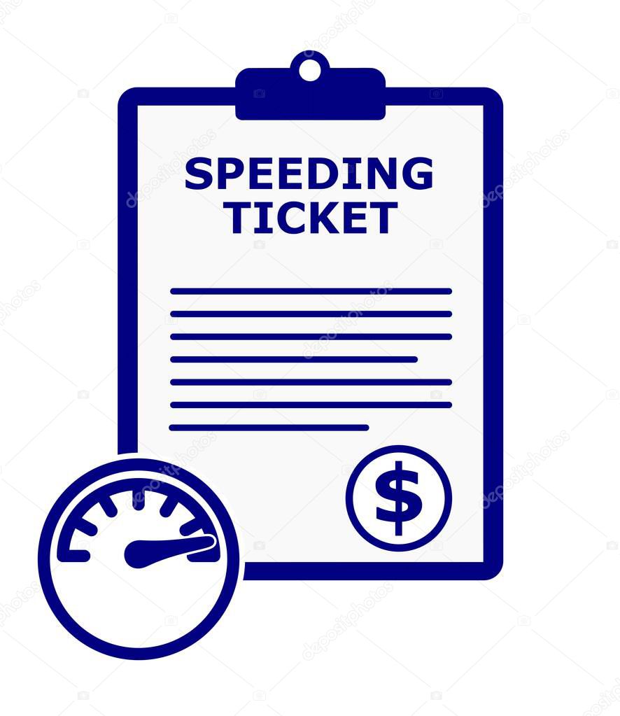 Blue speeding ticket citation vector set.