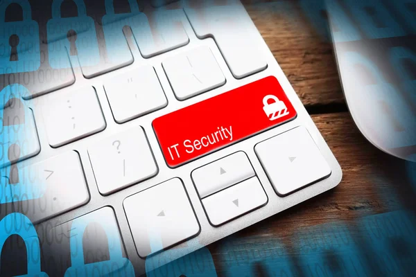 Sicherheitskonzept Mit Vorhängeschloss Symbol Der Eingabetaste Einer Weißen Computertastatur — Stockfoto