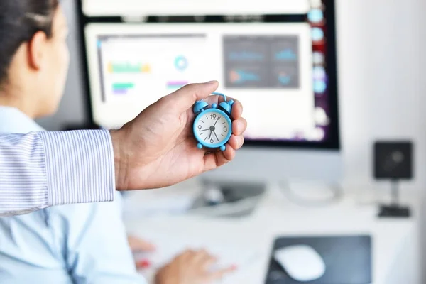 Funcionário Exausto Estressado Sob Pressão Tempo Conceito Trabalho Horas Extras — Fotografia de Stock