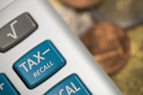 Daňová Koncepce Odvolání Kalkulačky Tlačítko Detail — Stock fotografie