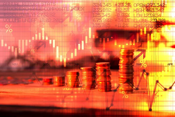 Abstrakt Ekonomisk Bakgrund Med Hög Med Pengar Och Aktiemarknaden Indikator — Stockfoto