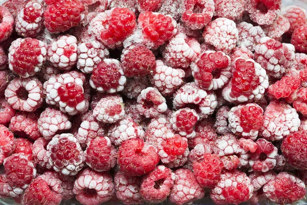 Primer Plano Frambuesas Congeladas Como Fondo Textura Frutas — Foto de Stock
