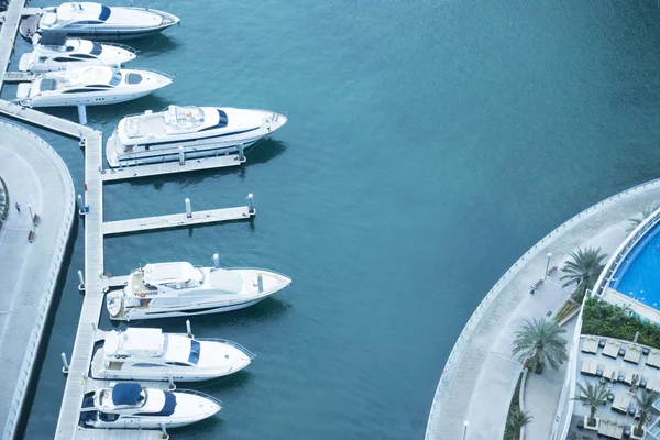 Aerial View Private Luxury Yachts Anchored Harbour — Stock Photo, Image