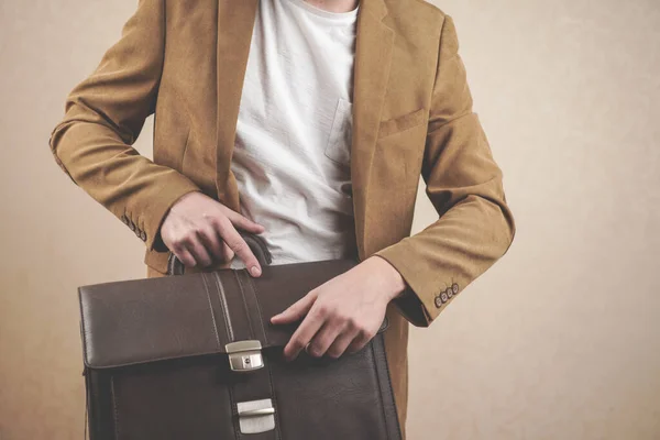 Man Jacket Briefcase — Stock Photo, Image