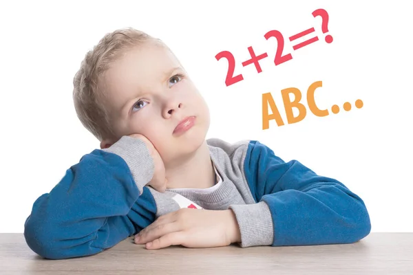 Niño Edad Preescolar Aprende Números Letras Desarrollo Infantil Aprender Matemáticas — Foto de Stock