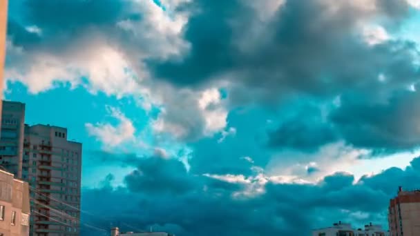 Épico Lapso Tiempo Del Cielo Nubes Atardecer Ciudad — Vídeos de Stock