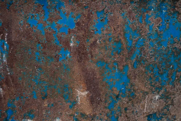 Textura Ferro Enferrujado Com Tinta Azul Ferrugem Como Fundo — Fotografia de Stock