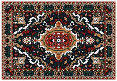 Lüks Hint halısı. Eski Türk kilimi. Klasik İran halısı, kabile dokusu. Etnik tekstil. Örnekleme penceresiyle birkaç rengi düzenleyip değiştirmek kolay. Mükemmel soyut tasarım. Vektör resimleme çerçevesi