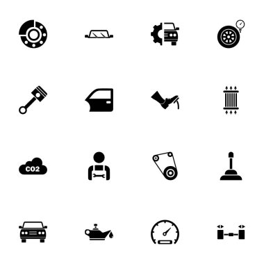 Otomatik simge - herhangi bir boyuta genişlet - herhangi bir renge değiştir. Mükemmel Düz Vektör araba, mekanik, zamanlama kemeri, yakınsama çöküşü, piston, şanzıman, disk freni, filtre ve daha fazlası gibi simgeleri içerir