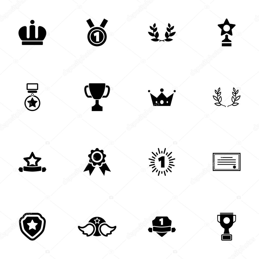 Awards icon - Expand to any size - Change to any colour. Perfect Flat Vector Contains such Icons as medal, certificate, laurel wreath, trophy cup, reward, prize, diploma, crown, first place and more