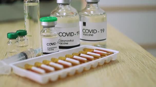 Vírus Covid Corona 2019 Ncov Vacina Pandemia Epidemia Covid Conceito — Vídeo de Stock