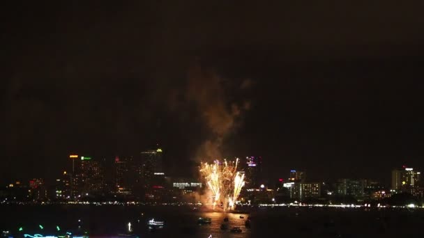 Festival Internacional Fogos Artifício Pattaya Chonburi Tailândia — Vídeo de Stock