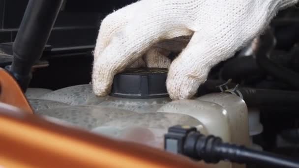 Χέρι Ανοιχτό Καπάκι Του Ψυγείου Αυτοκινήτου — Αρχείο Βίντεο
