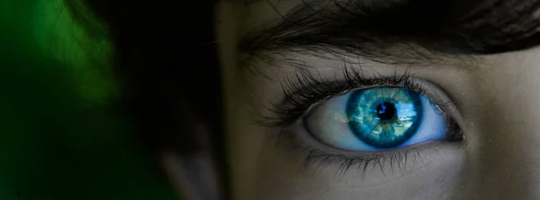 Yedi yaşındaki bir çocuğun mavi gözü.