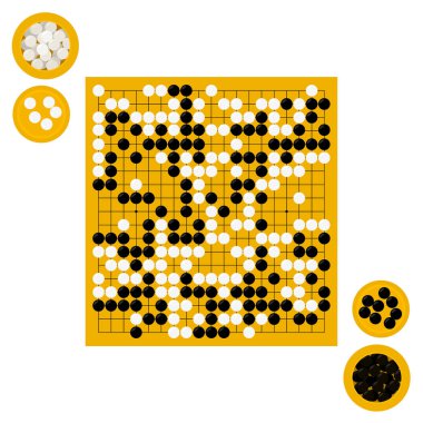 Goban ve kaseler taşlarla vektör çizimi