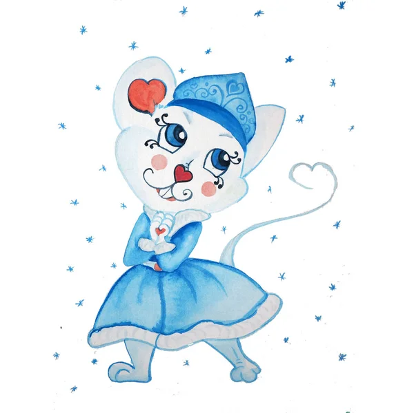 Kardan kız kostümü giymiş fare.