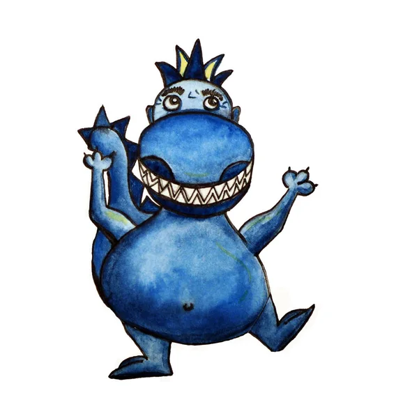 Cool modrý veselý dinosaurus tanec — Stock fotografie