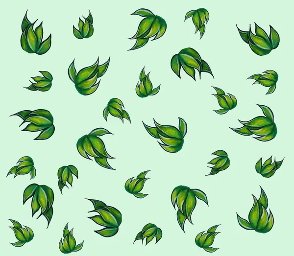 Yeşil üzerinde parlak desenler