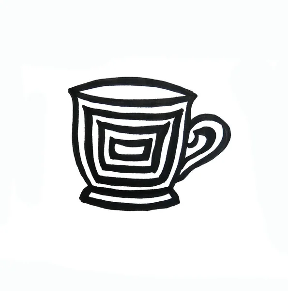 Karelerin grafiksel kupası. Yüksek kalite illüstrasyon. Kupa 'nın çizim planı. İkonlar, eskizler, ikonlar, el sanatları için kendi ellerinizle kullanılır. Yerleşim üzerinde resimler.