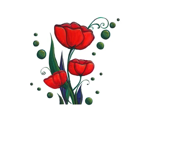 Belo Buquê Flores Vermelhas Tulipas Ilustração Alta Qualidade Usado Como — Fotografia de Stock