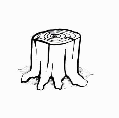 Set 'ten orman kütüğü. Yüksek kalite çizim. Kartpostallarda, kitaplarda ve tişörtlerde kullanılır. Mağaza için simgeler, tasarım ve logo resimleri, reklam broşürleri, dergiler.