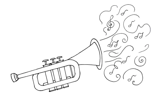 Trumpeten Spelar Magisk Musik Högkvalitativ Illustration Vacker Abstrakt Affisch Vit — Stockfoto