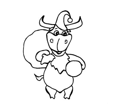 Sette grafiksel boğalar var. Yüksek kalite çizim. Çizgi film karakteri 