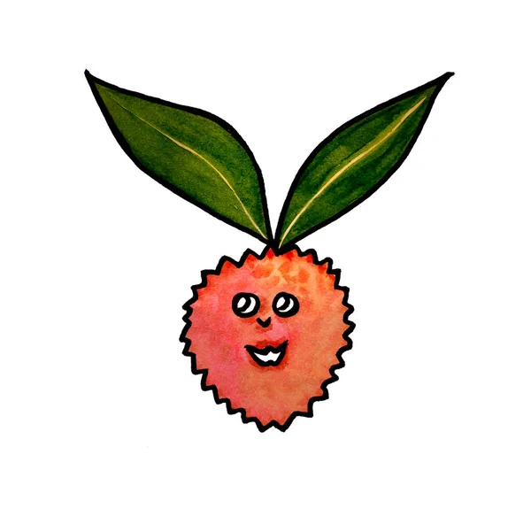 Bir sette egzotik lychees. Yüksek kalite çizim. Dekoratif tasarım için liçi ve şeftali kullanabilirsin. Yiyecek malzemeleri için şablon. Şeftali koleksiyonu.