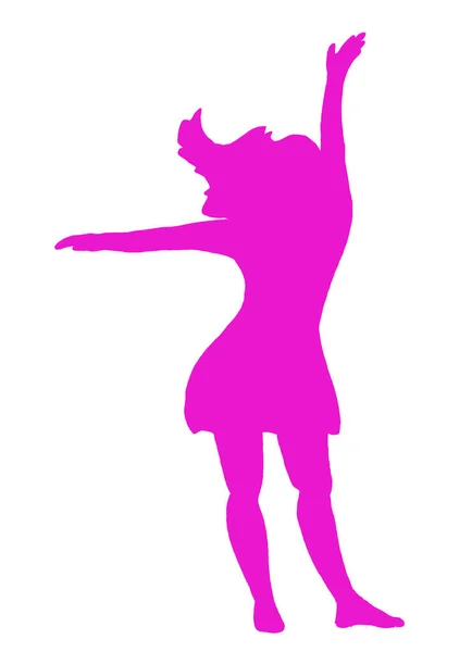 Zarys tańczącej dziewczyny różowy — Zdjęcie stockowe