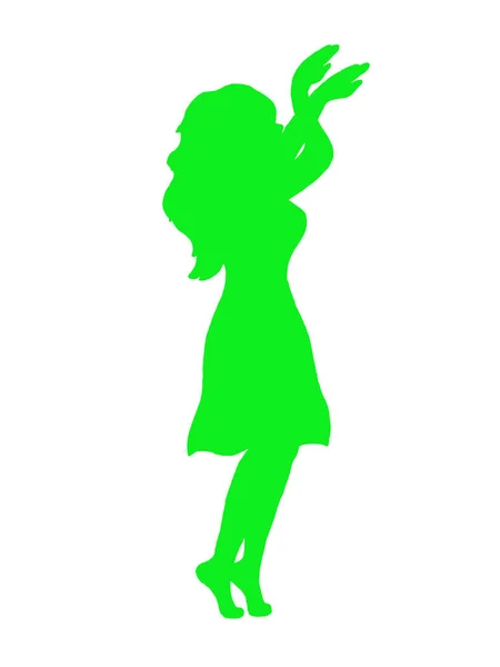 Zarys tańczącej dziewczyny zielony — Zdjęcie stockowe