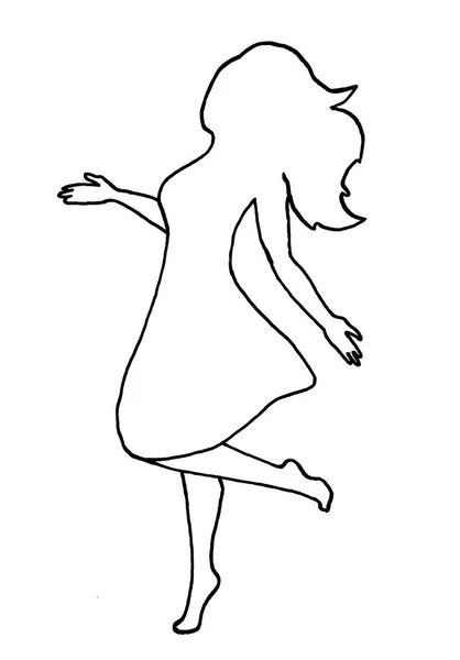 Esboço Uma Menina Dançante Verde Ilustração Alta Qualidade Dançando Meninas — Fotografia de Stock