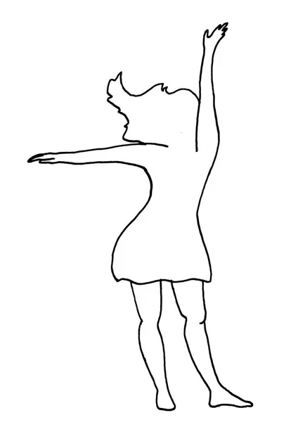 춤추는 소녀의 윤곽 — 스톡 사진