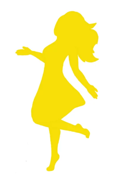 Zarys tańczącej dziewczyny żółty — Zdjęcie stockowe