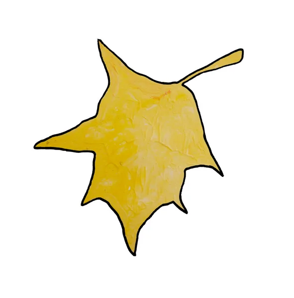 Sárga Őszi Levél Díszletből Kiváló Minőségű Illusztráció Ősz Vázlat Stílusában — Stock Fotó