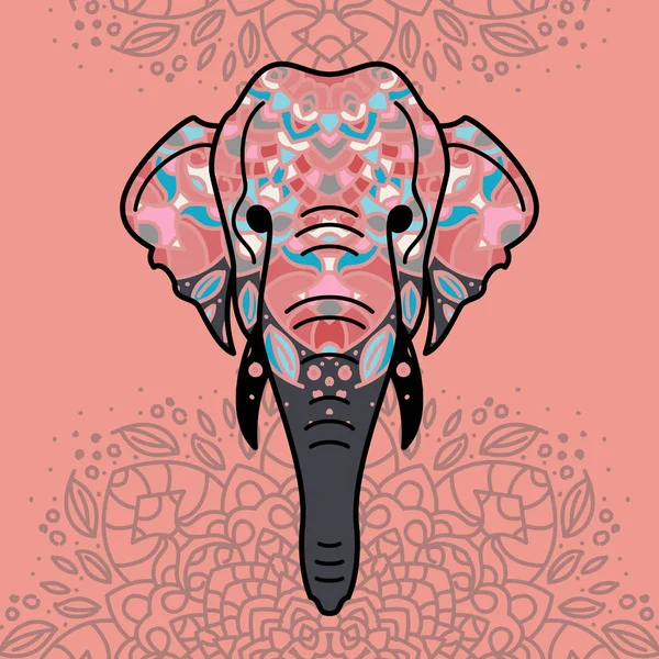 Sloní hlava s florálním ornamentem — Stockový vektor