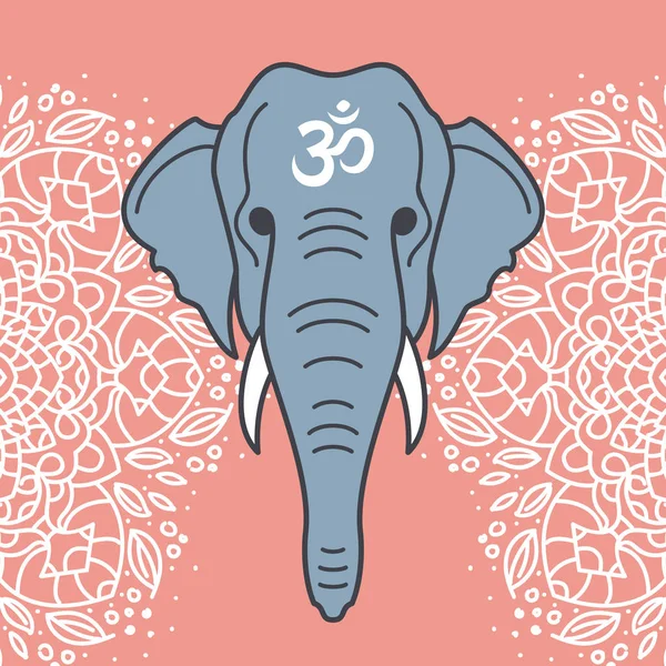 Tête d'éléphant avec un ornement floral — Image vectorielle
