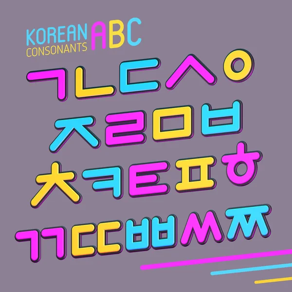 Ensemble alphabet coréen 3D coloré — Photo
