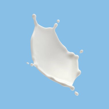 Süt sıçraması izole edilmiş sıvı ya da yoğurt sıçraması, kırpma yolu da dahil. 3d illüstrasyon.